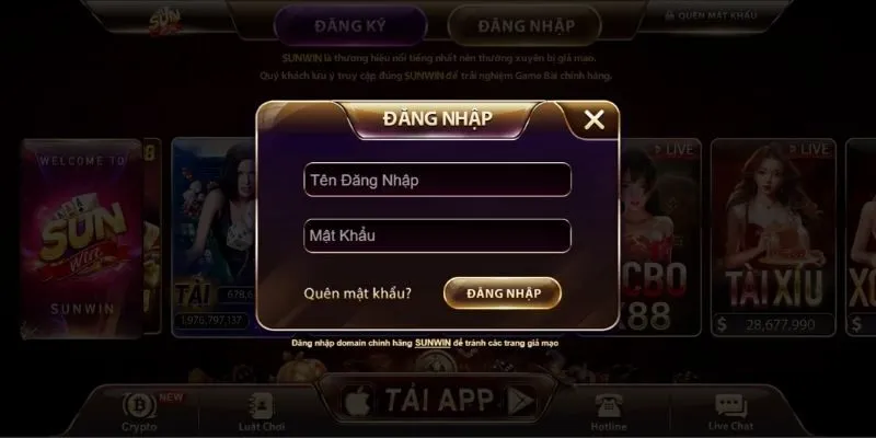 Hướng dẫn đăng nhập Sunwin