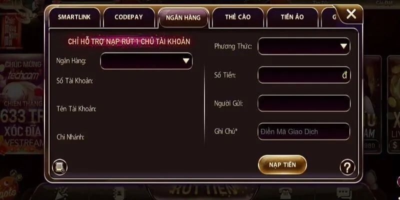 Hướng dẫn nạp tiền